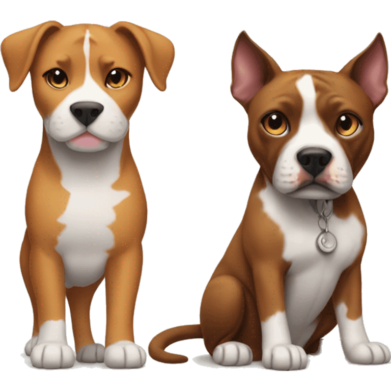 Calico cat and brown pitbull emoji