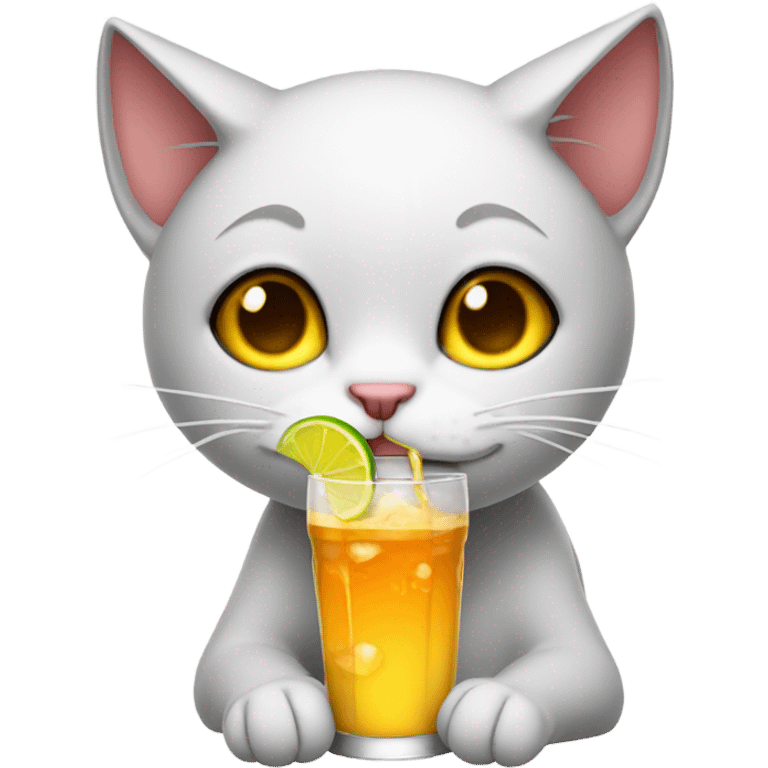 Crying cat with a drink emoji