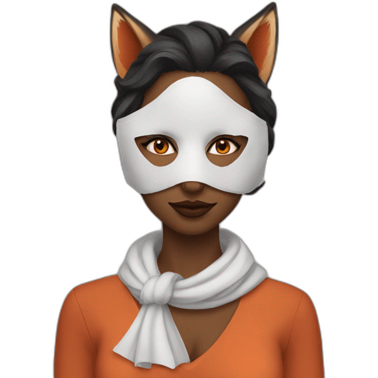 women with fox halvmask emoji