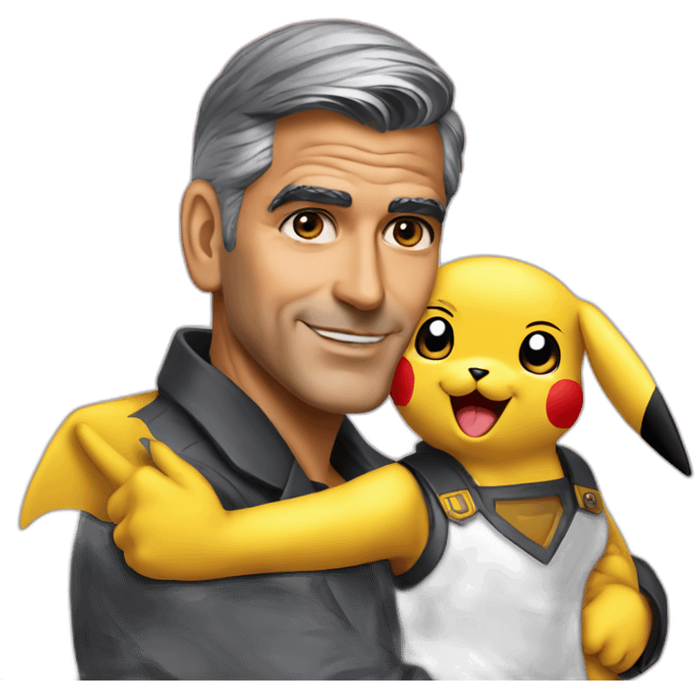 George Clooney puts pikachu on his shoulder emoji