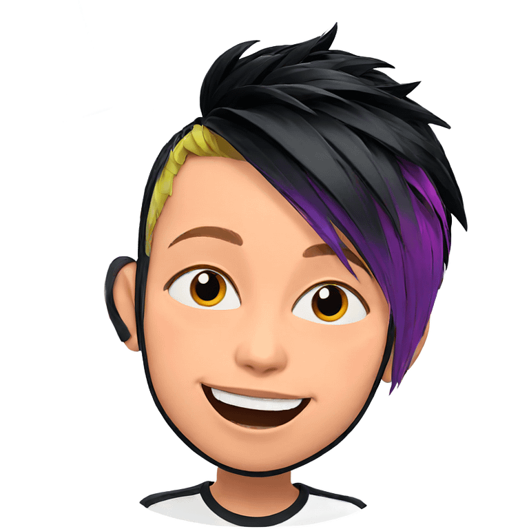 smiling boy with multicolored hair emoji