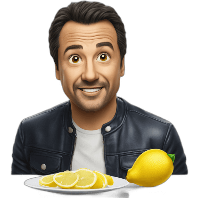 Gigi D'Alessio che mangia un limone emoji