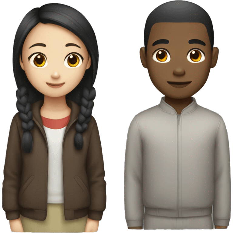 asian girl and black boy emoji