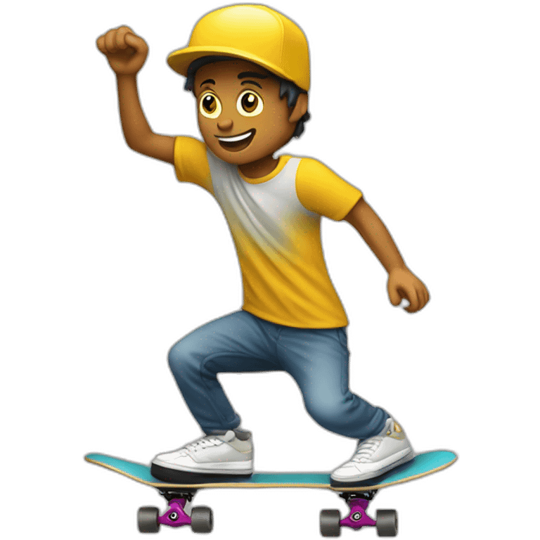 Skateboarder skate  mouvement rotation emoji