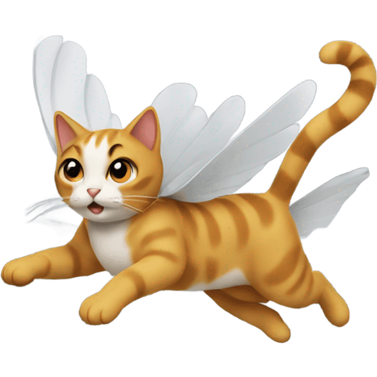 Cat flying around a city emoji