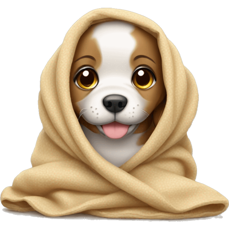 Puppy wrapped in a blanket emoji