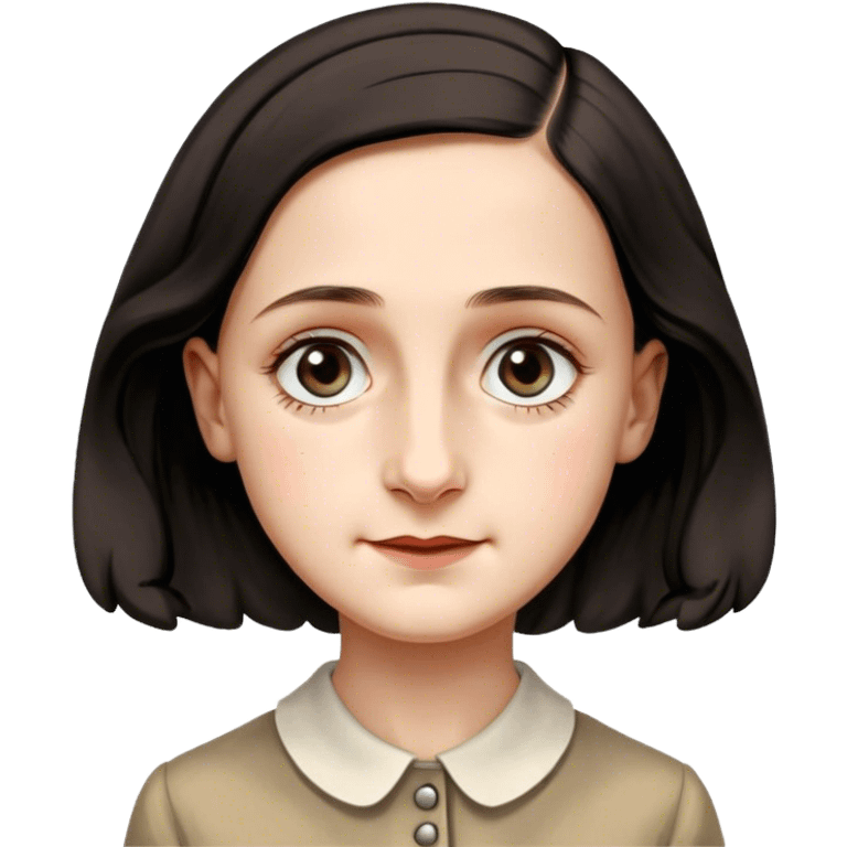 Anne Frank – Cinematic Realistic Portrait of Anne Frank, depicted with a reflective, gentle expression in period clothing, her eyes conveying hope and resilience, rendered with soft, natural lighting and delicate textures that capture the poignancy of her legacy. emoji