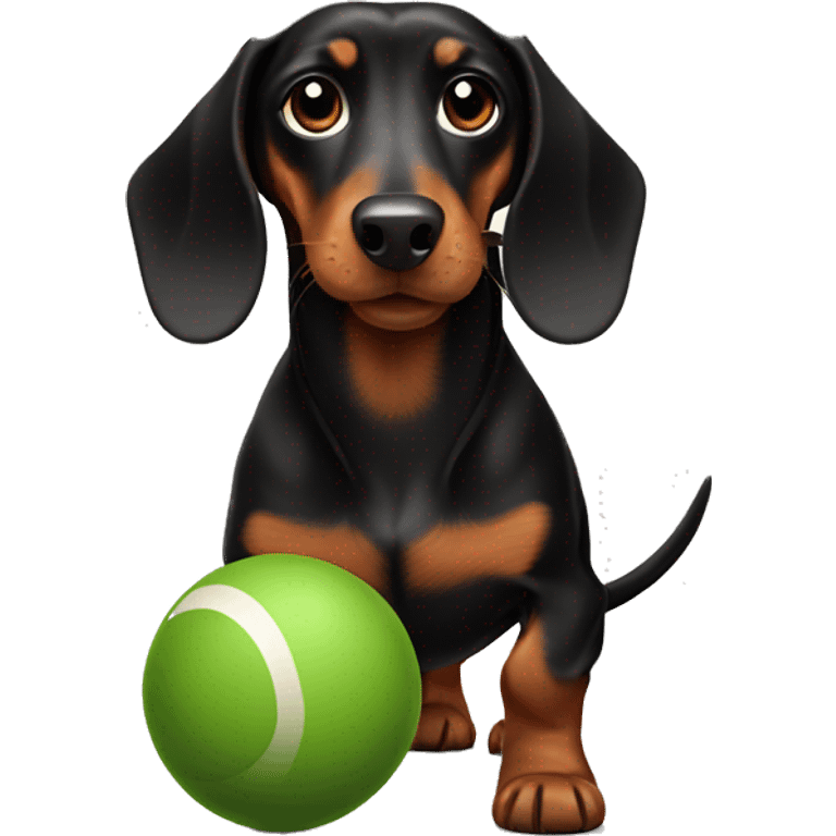 Black and brown dachshund playing bowls emoji