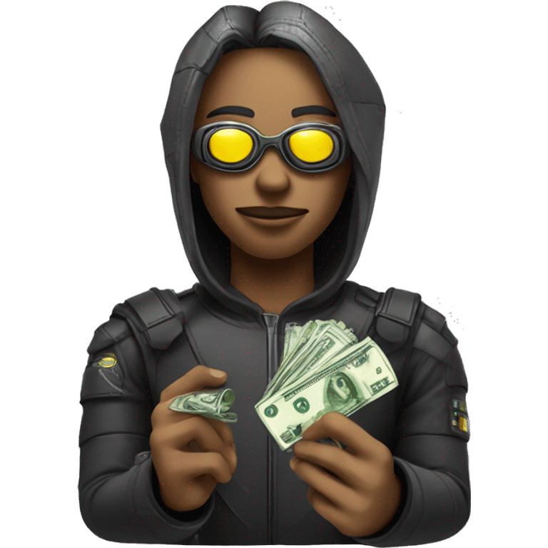 cyber punk holding a dollar emoji