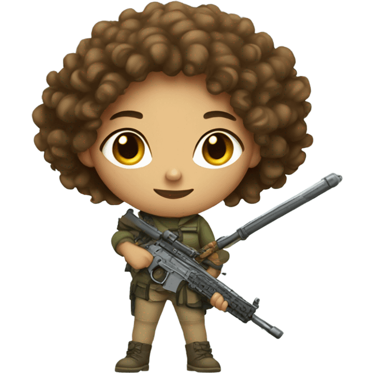 light skinned girl with curly hair with weapon emoji