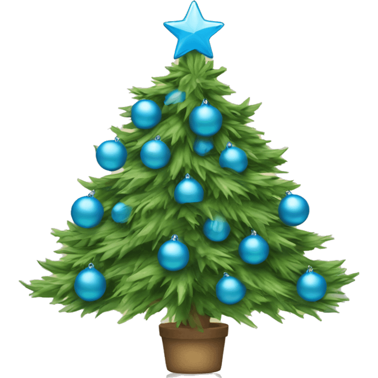 Christmas tree with sky blue ornaments emoji