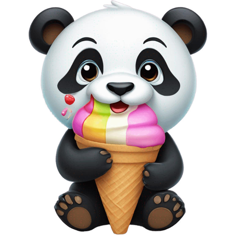 Panda eating ice cream emoji