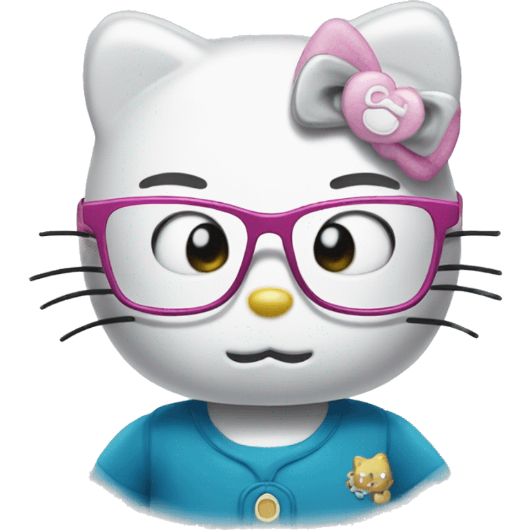 Hello kitty wearing eyeglasses  emoji