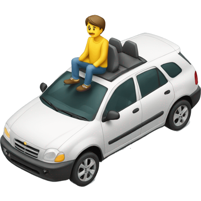 Homme assis sur toit d’une voiture  emoji