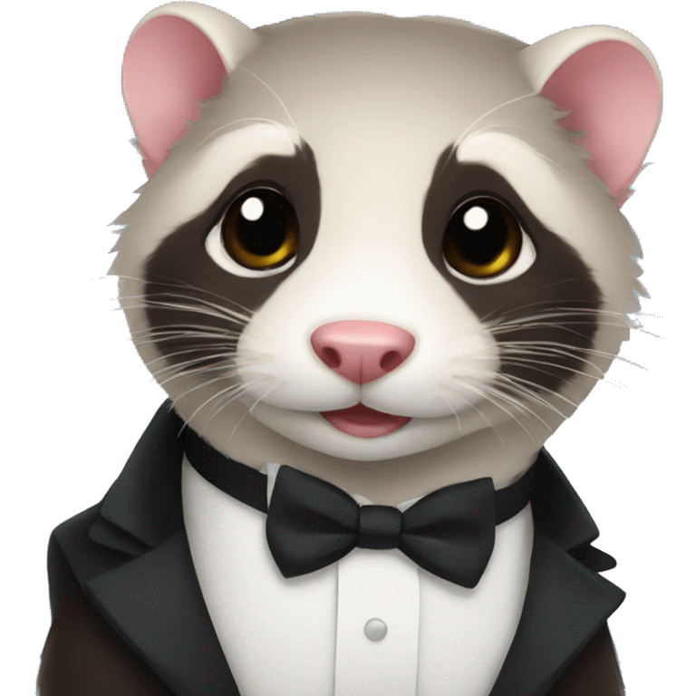 A ferret wearing a tuxedo emoji