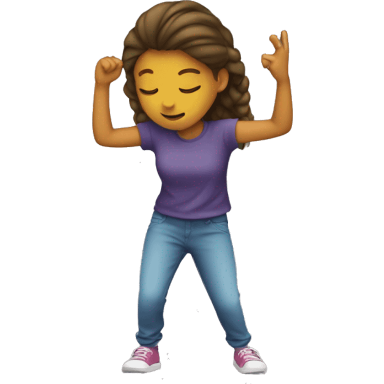 A girl doing a DAB emoji