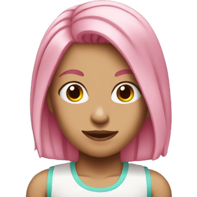 Female pink hair gym  emoji