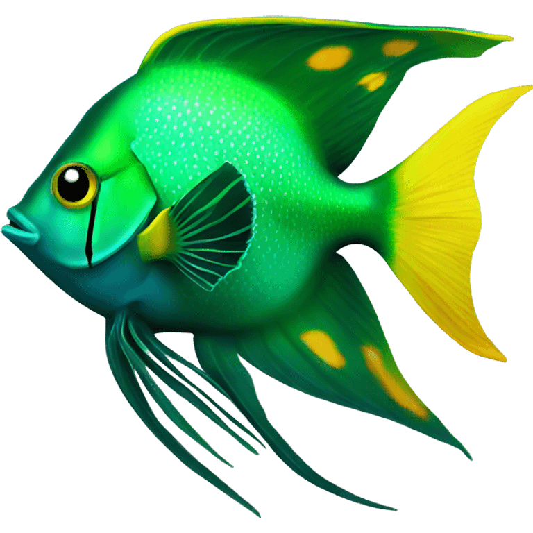 Majestic emerald green angel fish  emoji