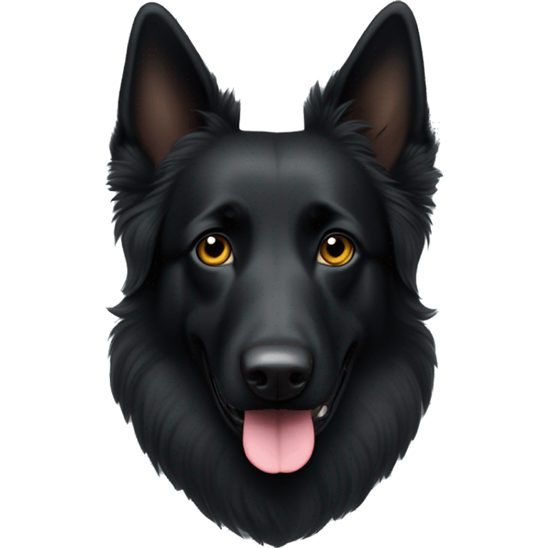 black groenendael belgian shepherd with a small white spot in the middle of the head emoji