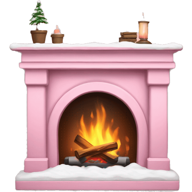 Winter Pink FirePlace, with snow on it emoji