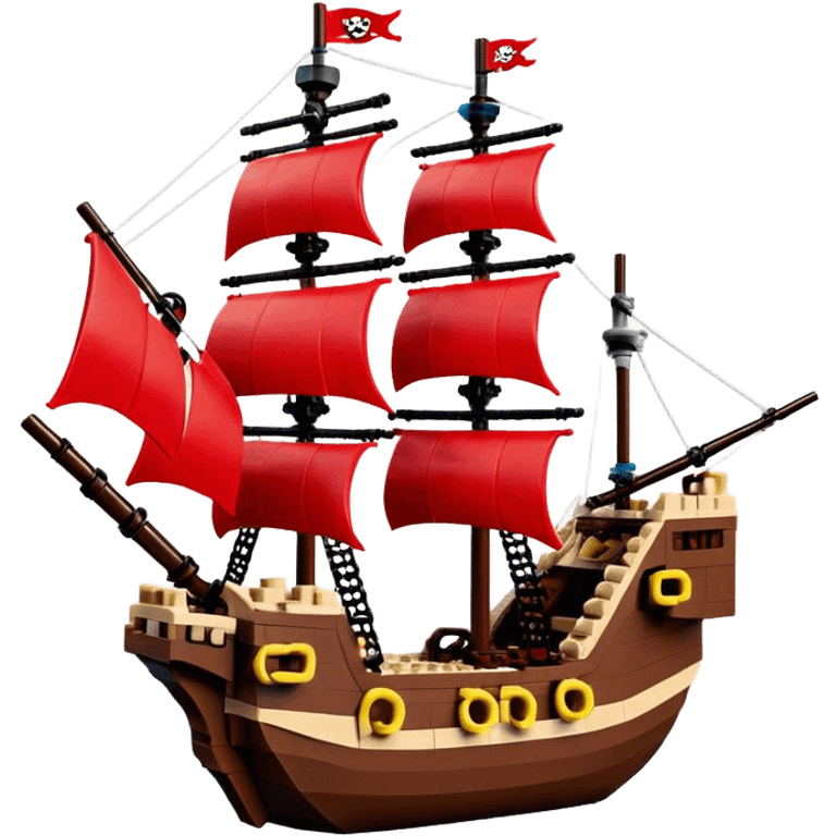 Pirate Ship (Toy) - Lego Pirate Ship (Model Year: 2021) (Iconic colour: Brown with red sails) emoji