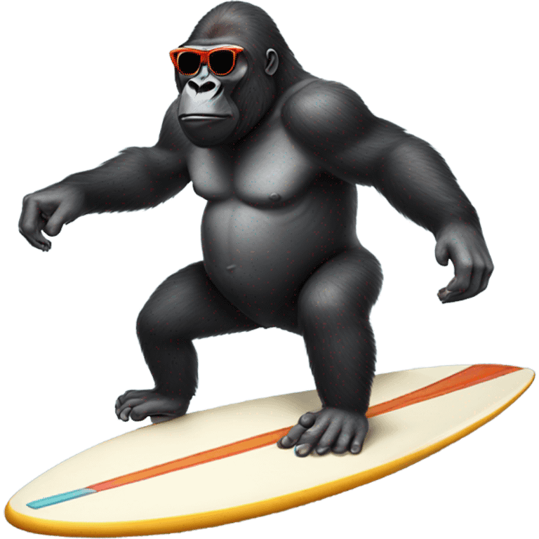 Gorilla with sunglasses on a surfboard  emoji