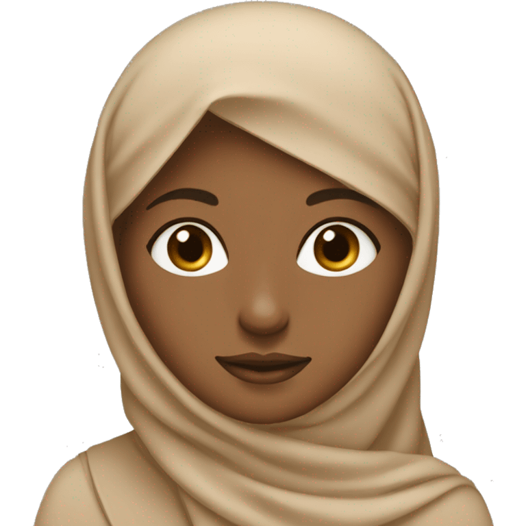 women with hijab in warm tone skin color not to light but not to dark, using a beige hija emoji