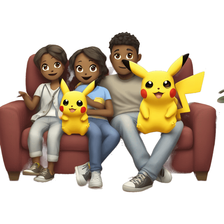 Pikachu with his family chilling  emoji