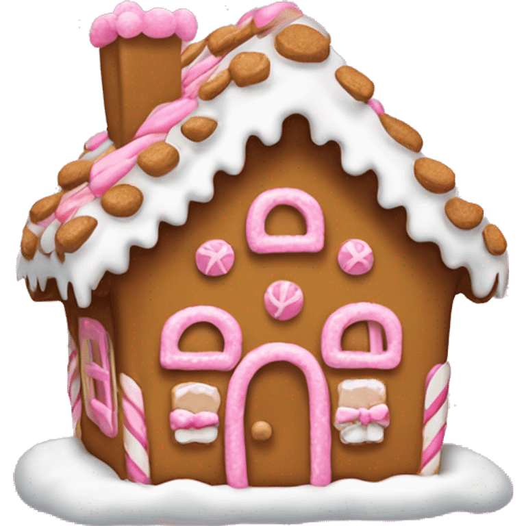 Gingerbread house with a pink bow  emoji