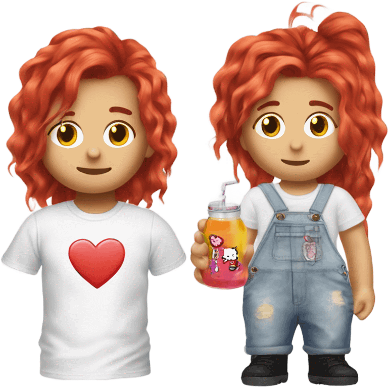 Red head, white, brads, side part, y2k style, grunge, hello kitty, juice wrld emoji