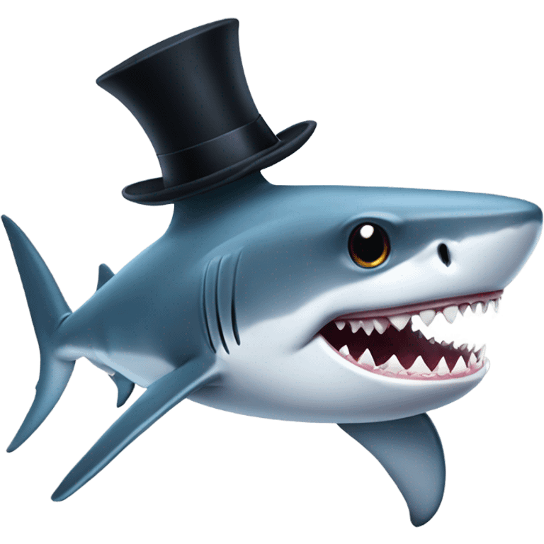 Shark with a top hat emoji