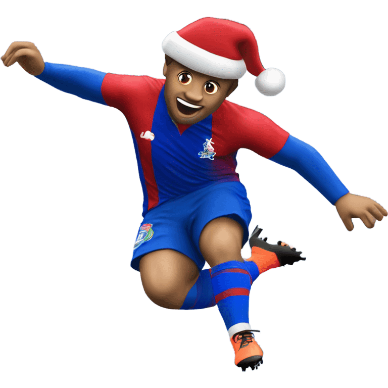 Crystal Palace football player scoring a goal with a Santa hat emoji