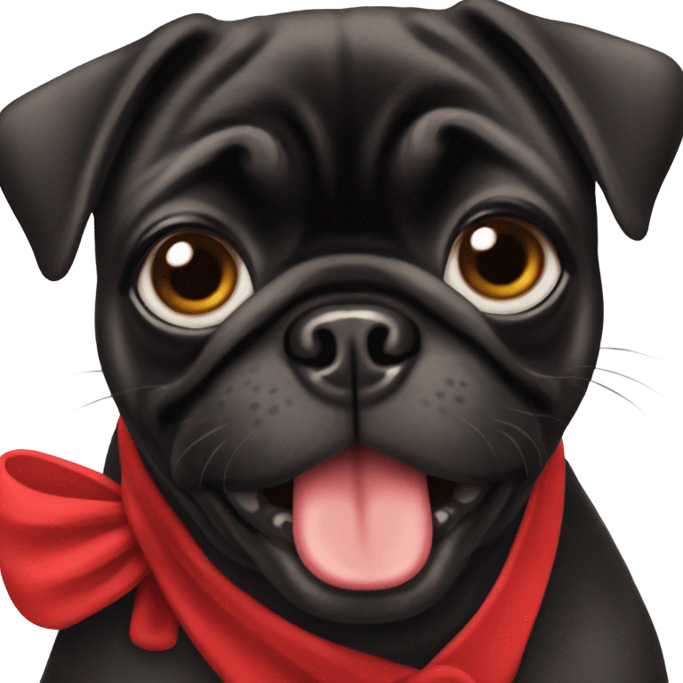 Black pug in a red dress emoji