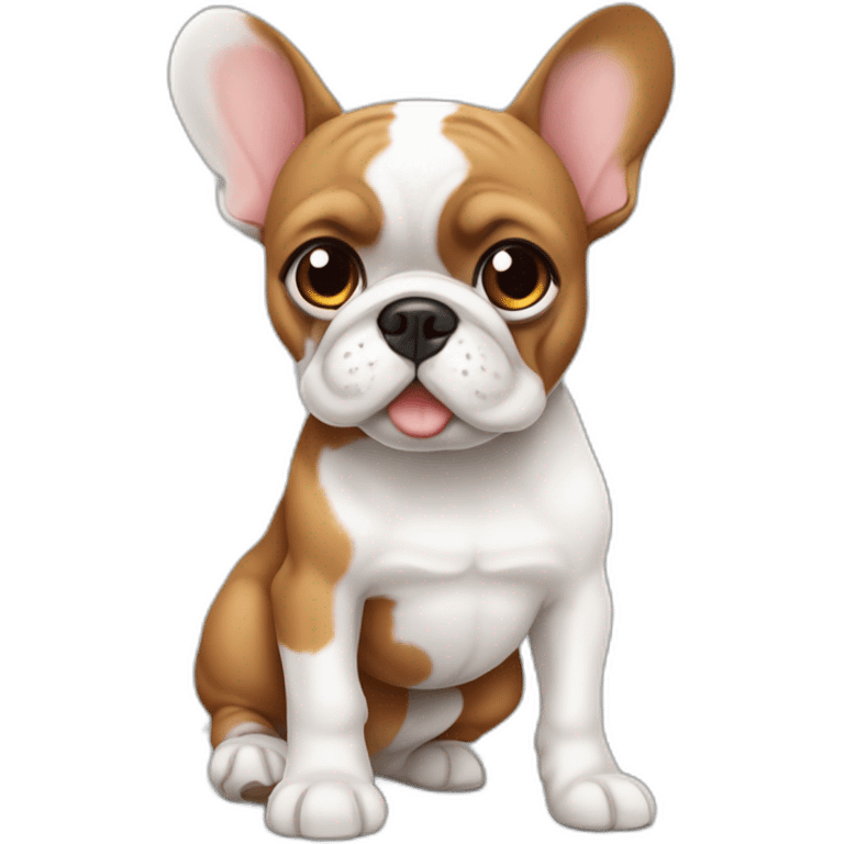 bouledogue français blanc et fauve au milieu emoji