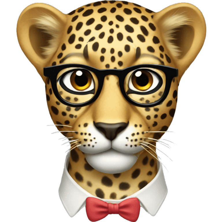 a leopard with a nerd face emoji