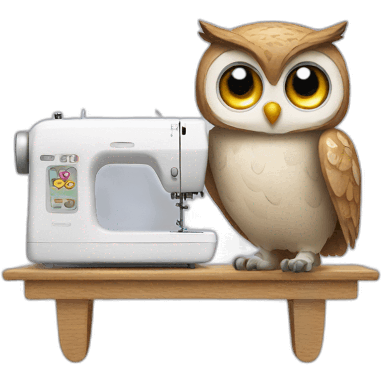 Owl using Sewing machine emoji