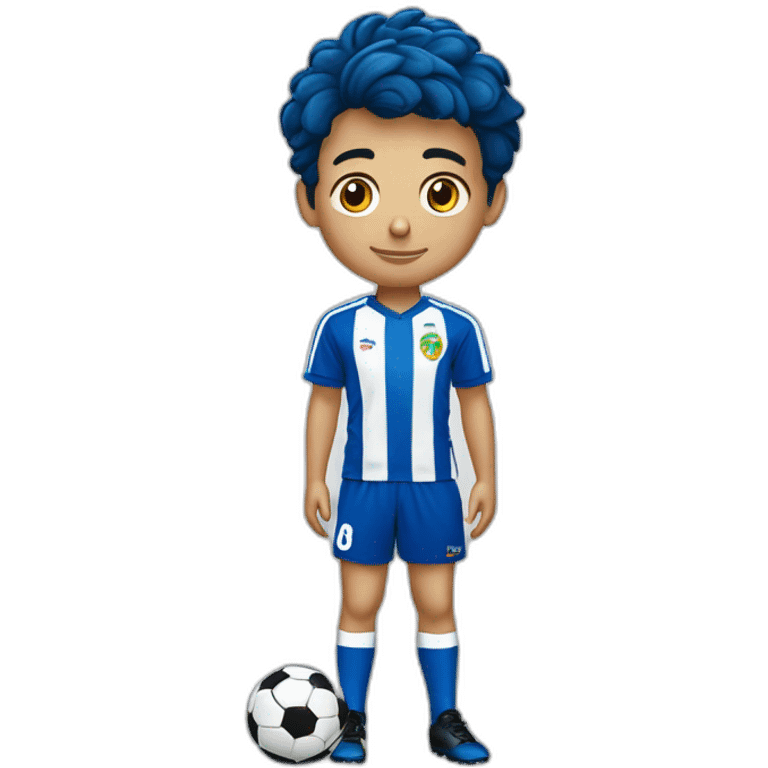 Niño con equipación de fútbol del recreativo de huelva emoji