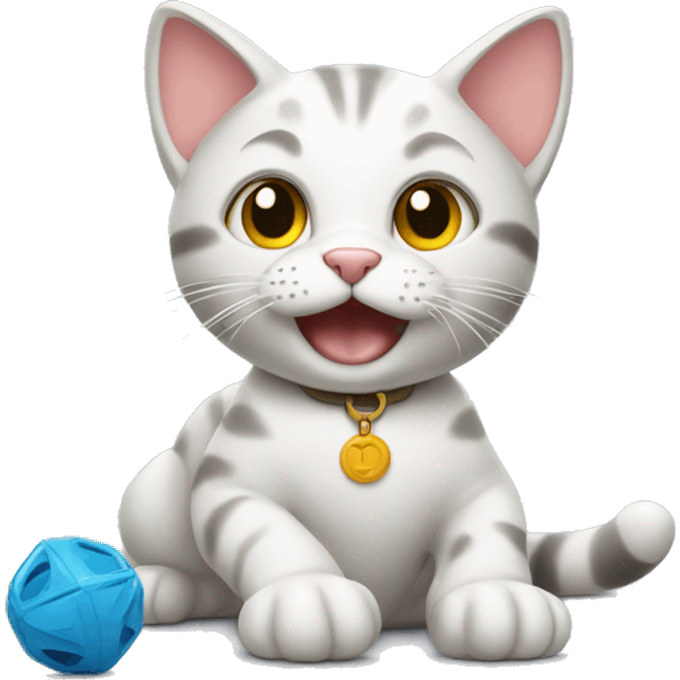 Cat playing with toy emoji