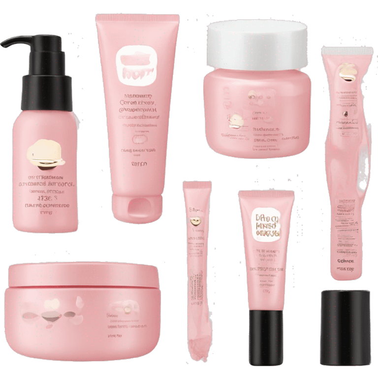 light pink skincare kit with vanity emoji