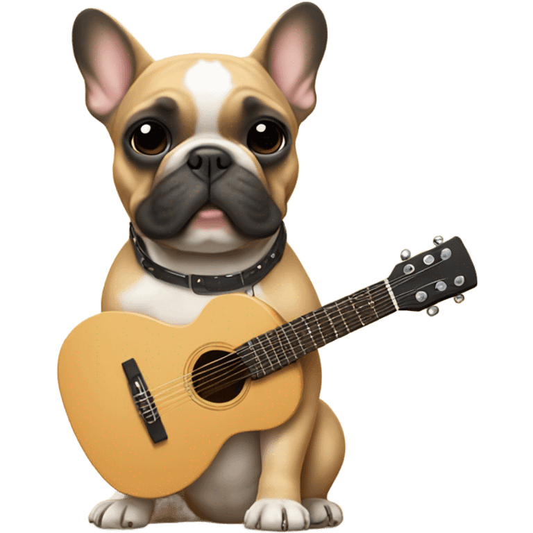 Tan French bulldog guitar emoji