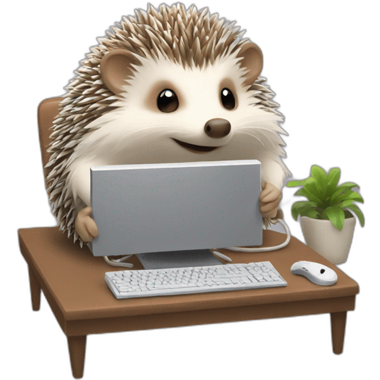 hedgehog playing video games on a pc emoji