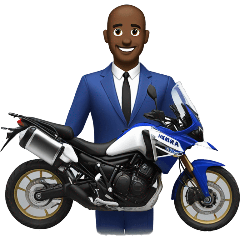 bond guy with a blue yamaha super tenere emoji