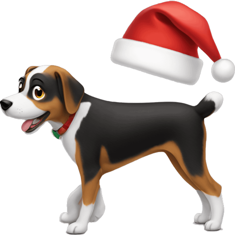 Dog walking with a Santa hat on emoji