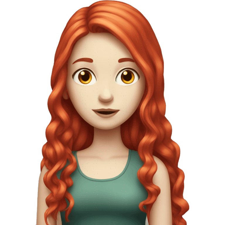 Pale girl with long bright red hair emoji