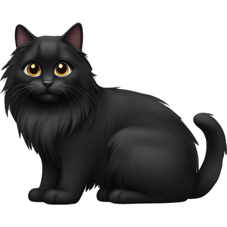 Black long haired cat emoji