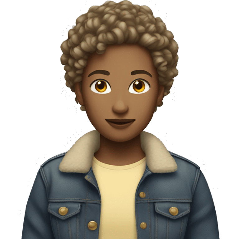 Ligthskin avec des curly short hair tomboy  emoji