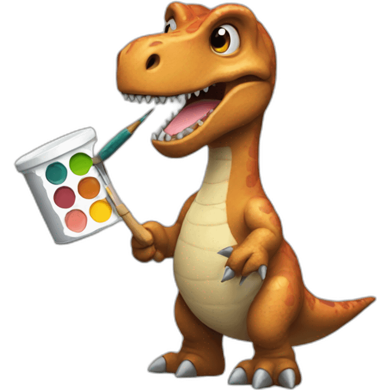 dinosaur who paints emoji