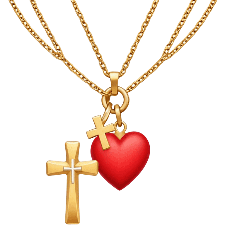 Two red  hearts connected by one simple gold cross  emoji