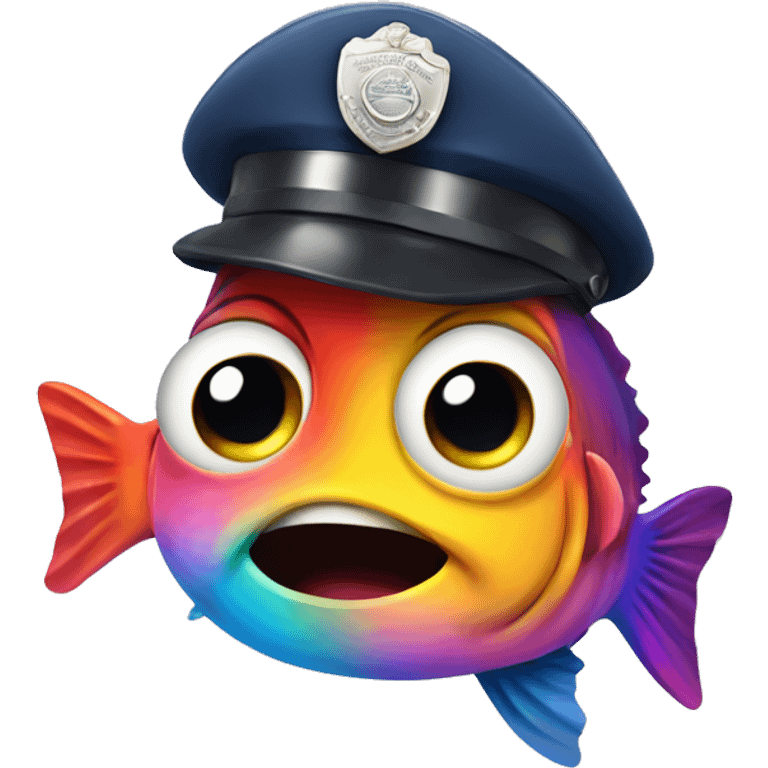 Rainbow police officer fish who look scared  emoji