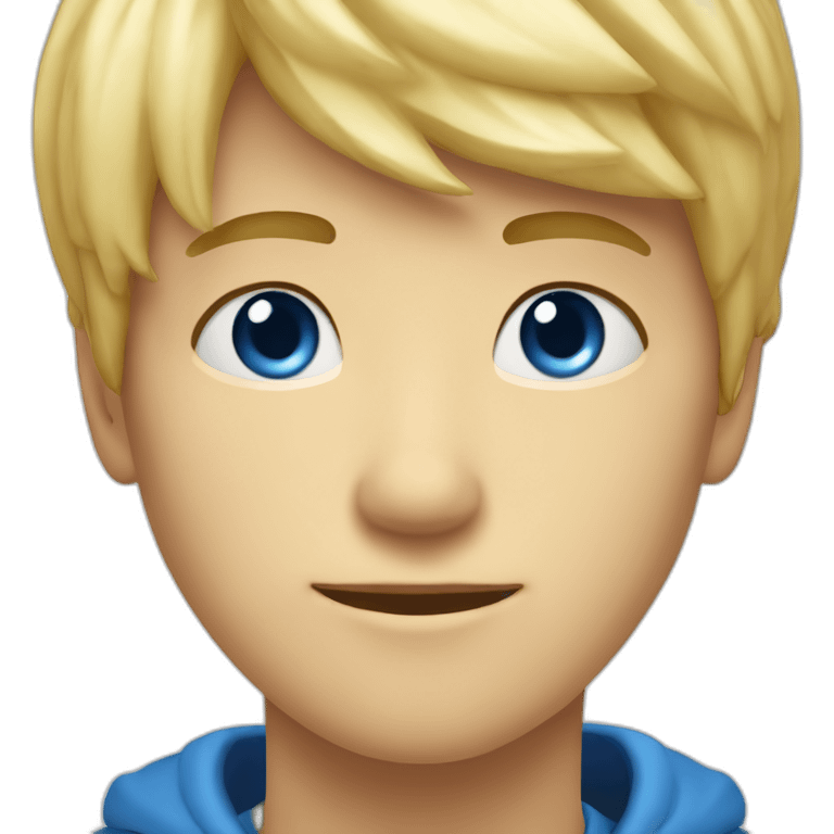 Un jeune homme blond de 13 ans avec les yeux bleus emoji